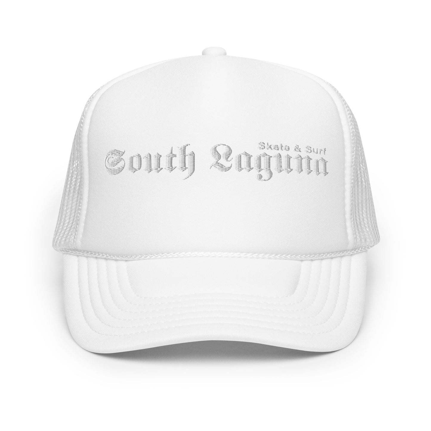 Foam trucker hat - white thread (Embroidered)