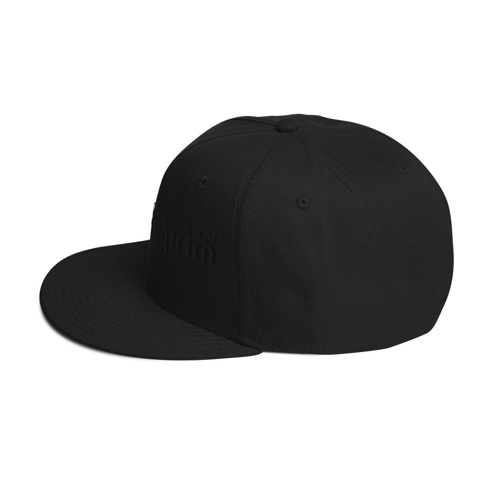 Snapback Hat - black thread (Embroidered)