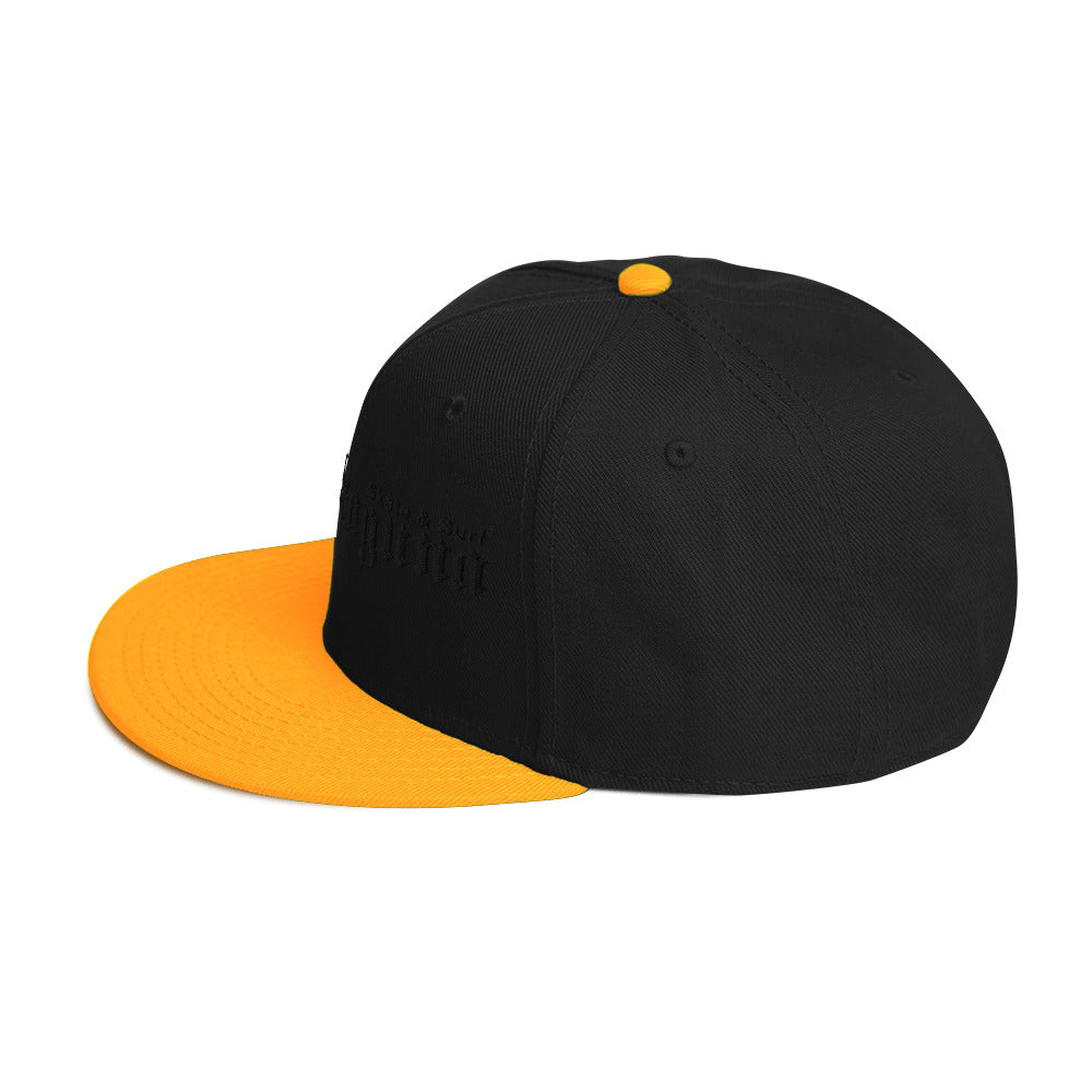 Snapback Hat - black thread (Embroidered)